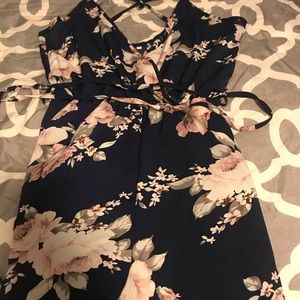 Navy floral pant jumpsuit